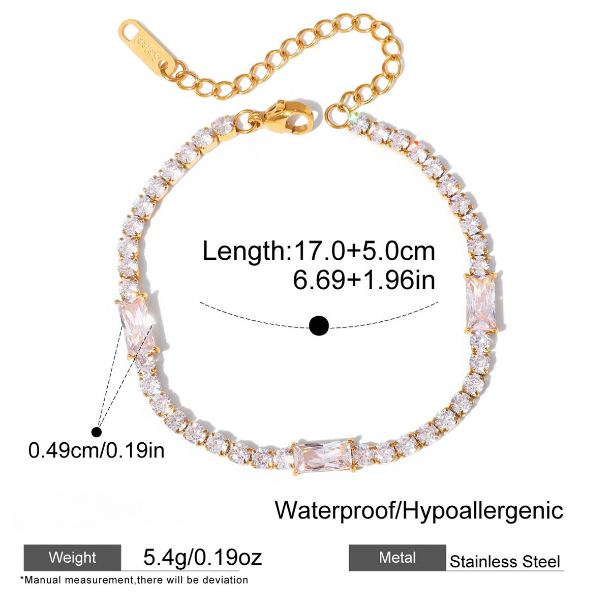 Stainless Steel Flashing Cubic Zirconia Bracelet