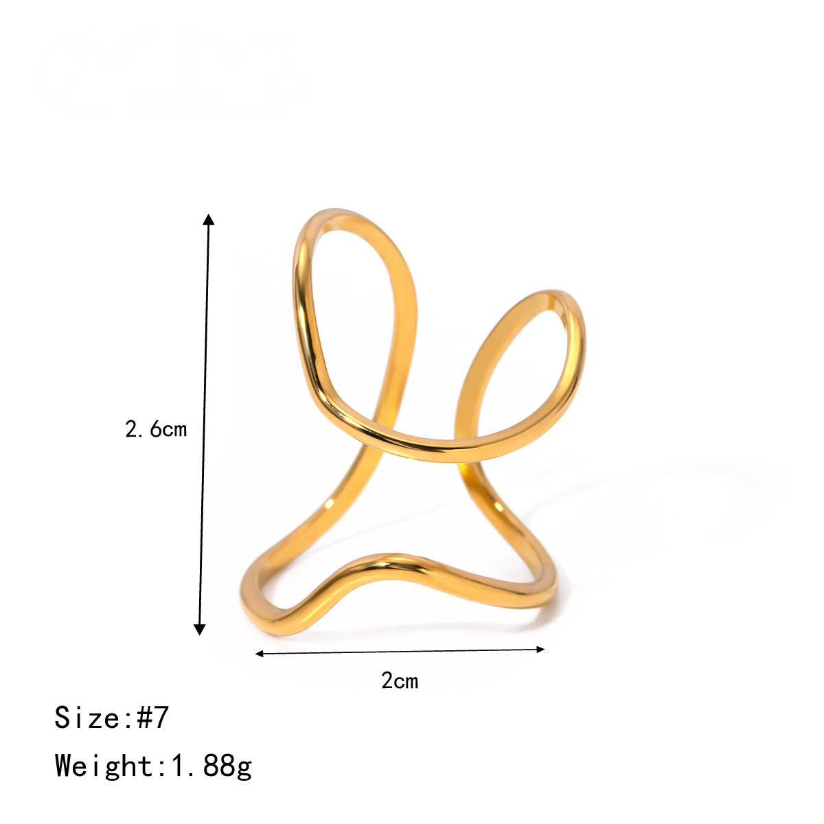 Stainless Steel Irregular Line Open Ring