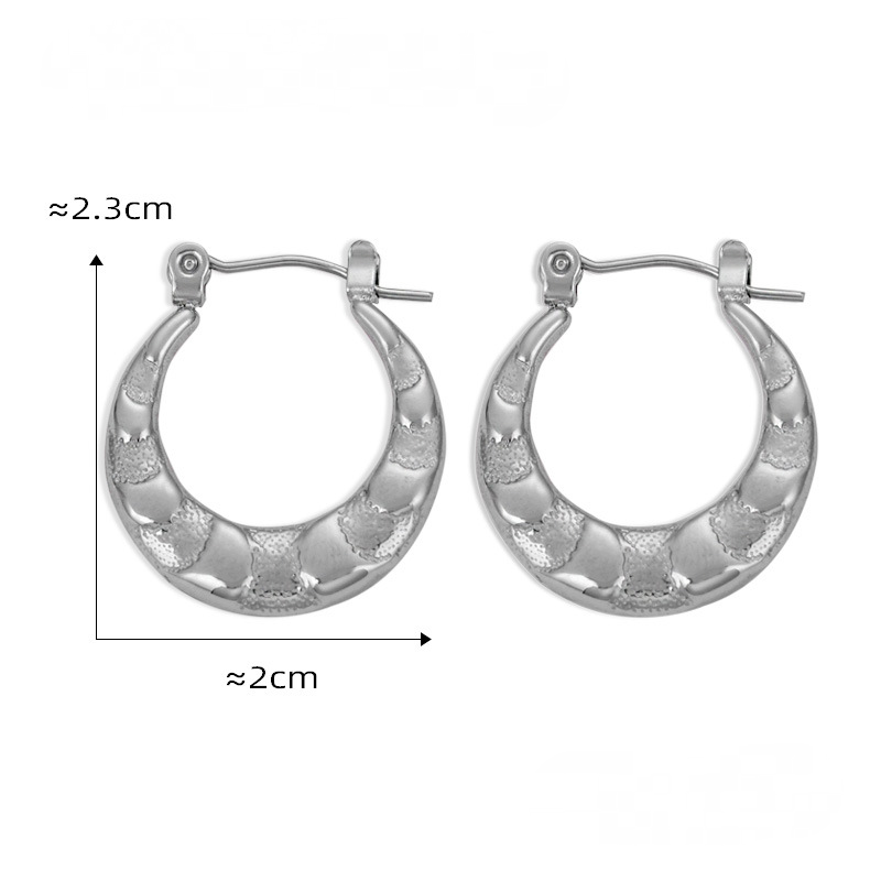 Stainless Steel Geometric Texture 18K Gold PVD Hoop Earrings