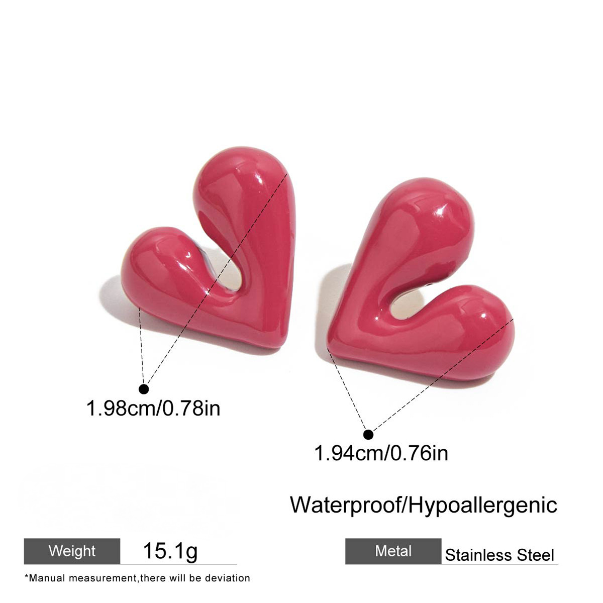 Stainless Steel Enamel Heart-shaped Stud Earrings