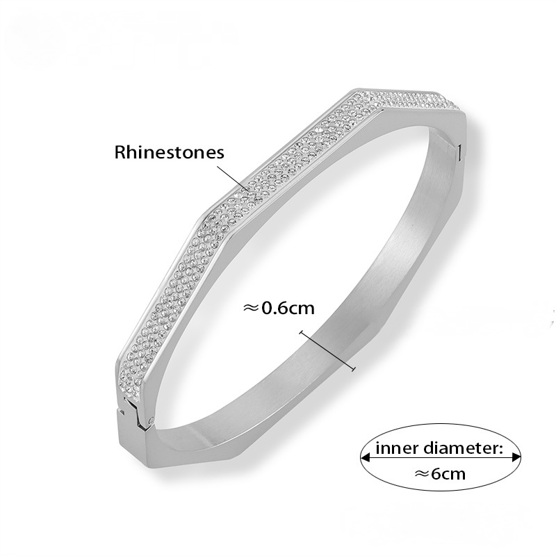 Stainless Steel Rhinestone Octagon Bracelet