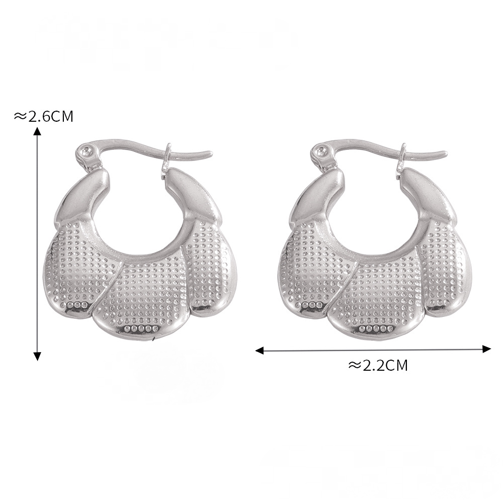 Stainless Steel Simple Hollow Geometric Texture Hoop Earrings