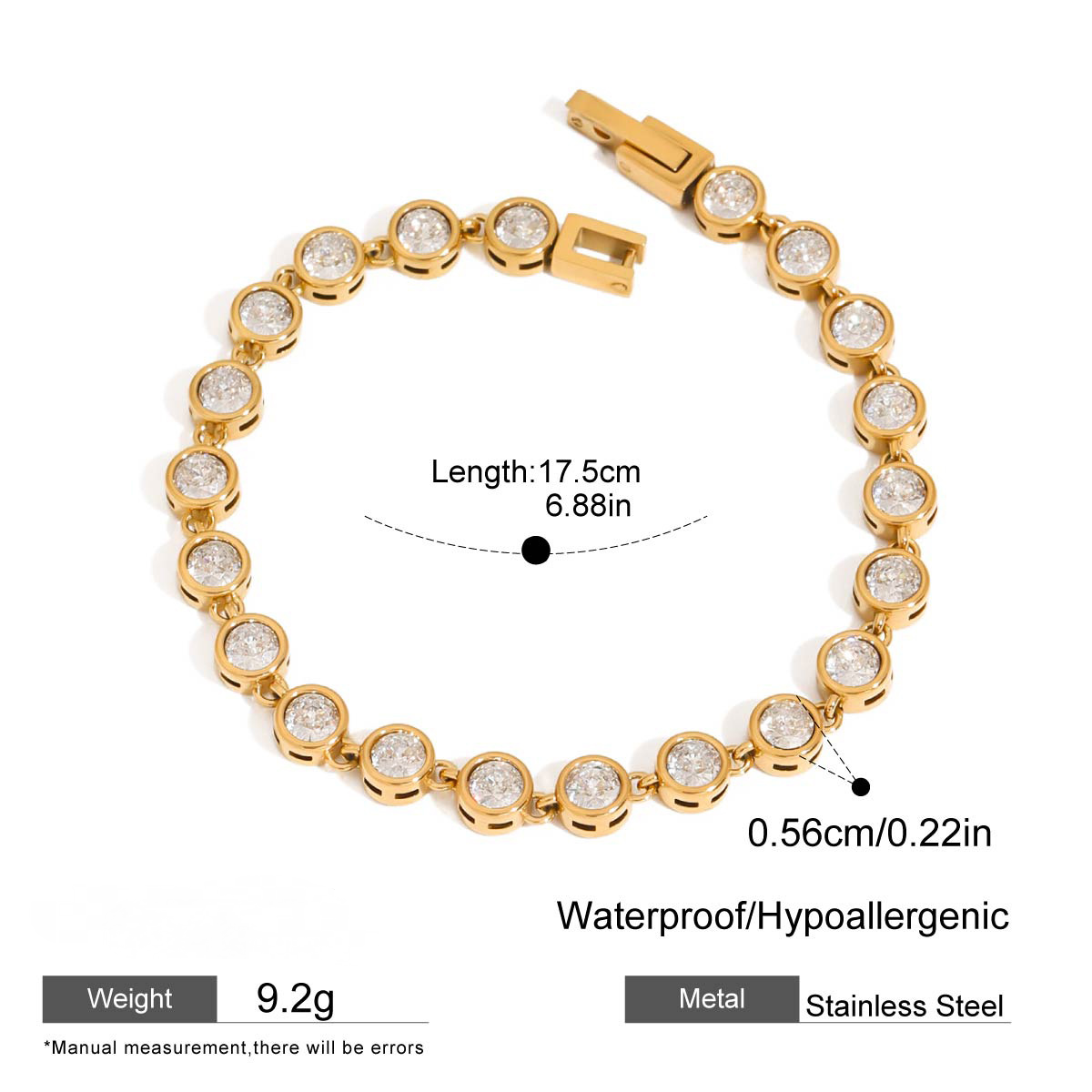 Stainless Steel Cubic Zirconia Paperclip Chain Bracelet