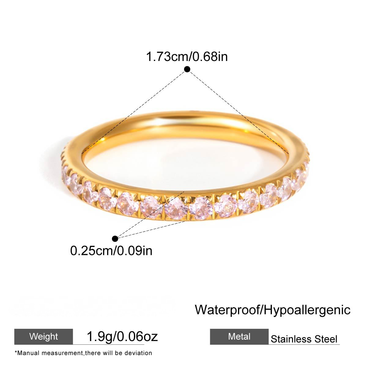 Stainless Steel Full Circle A-Grade Cubic Zirconia Ring