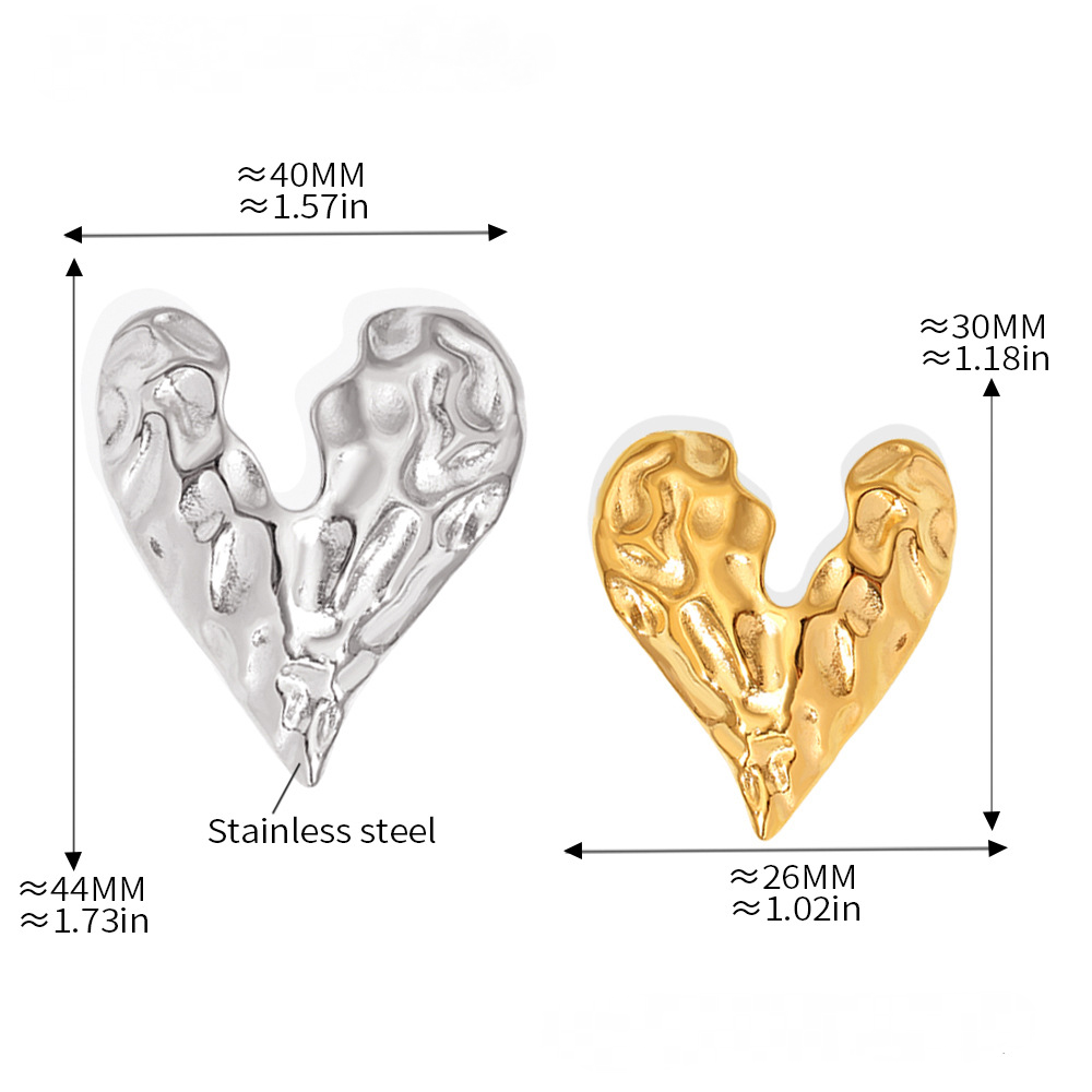 Irregular Texture Heart Shaped Necklace Earrings Jewelry Suit