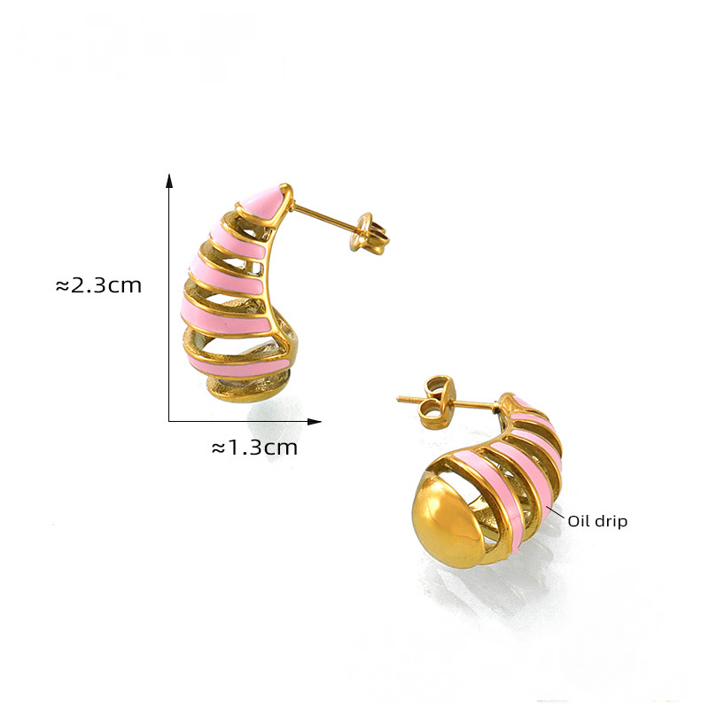 Stainless Steel Hollow Water Drop Shape Stud Earrings