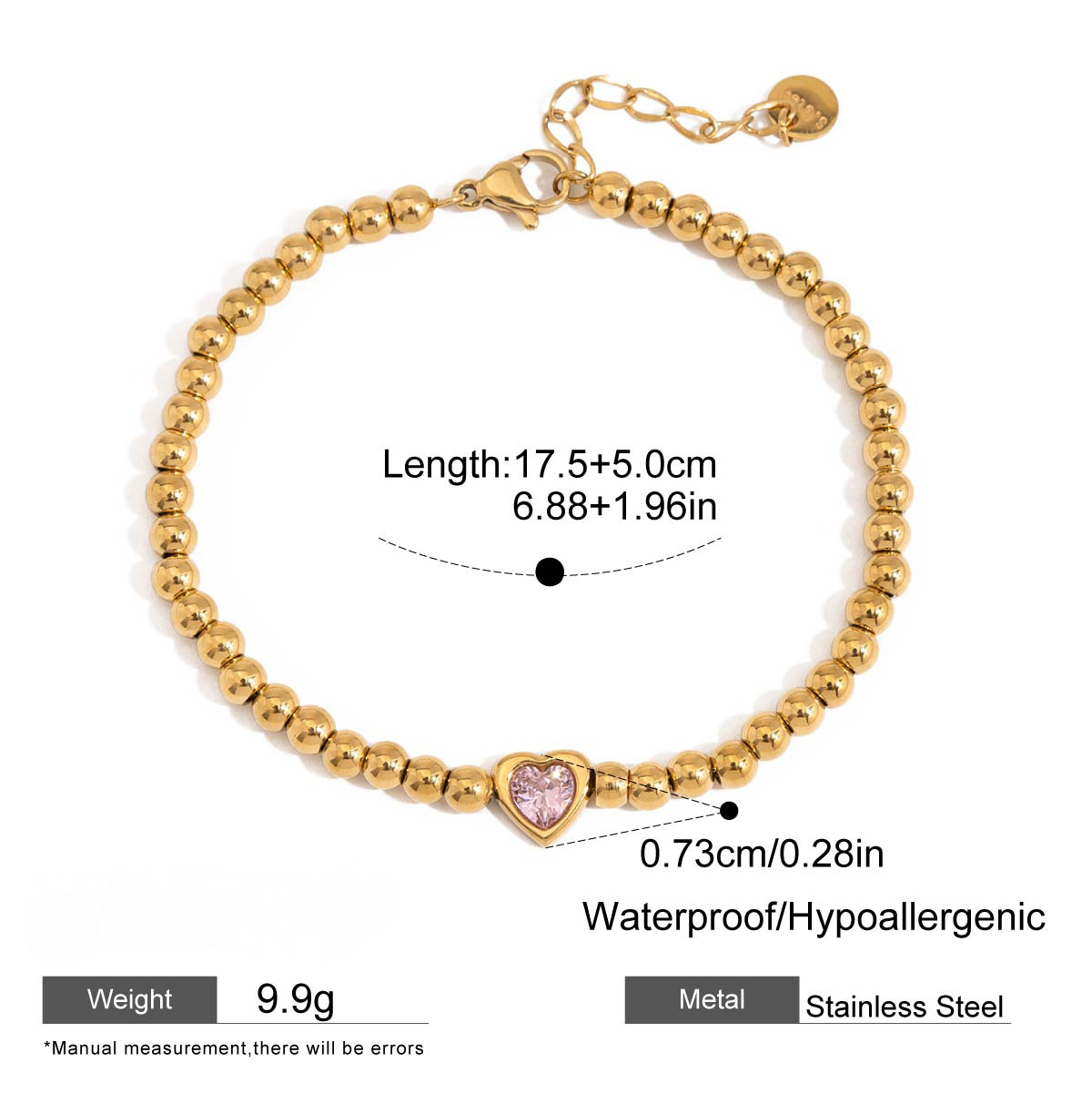 Stainless Steel Cubic Zirconia Chain Bracelet Combination