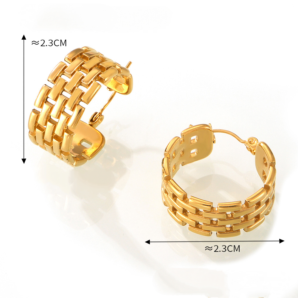 Stainless Steel Multi-layer Hollow Chain Shape Hoop Earrings