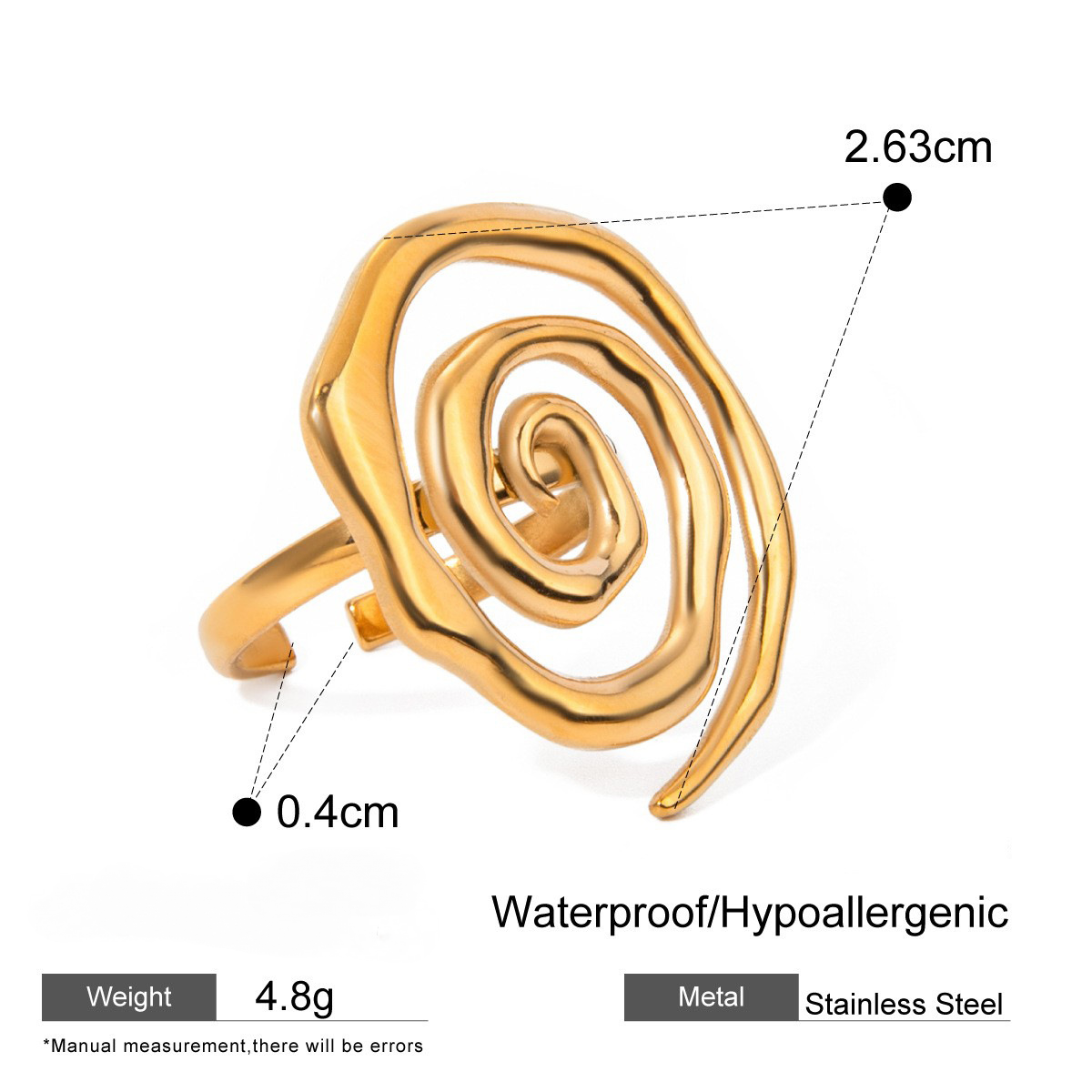 18K Gold PVD Stainless Steel Exaggerated Ring Combination