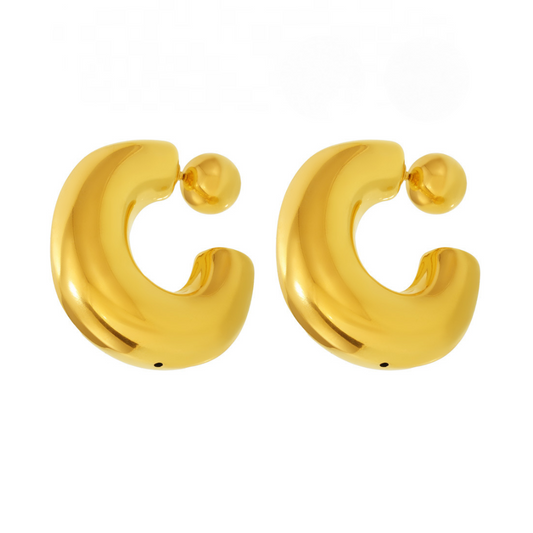 Stainless Steel Ball Hoop Earrings