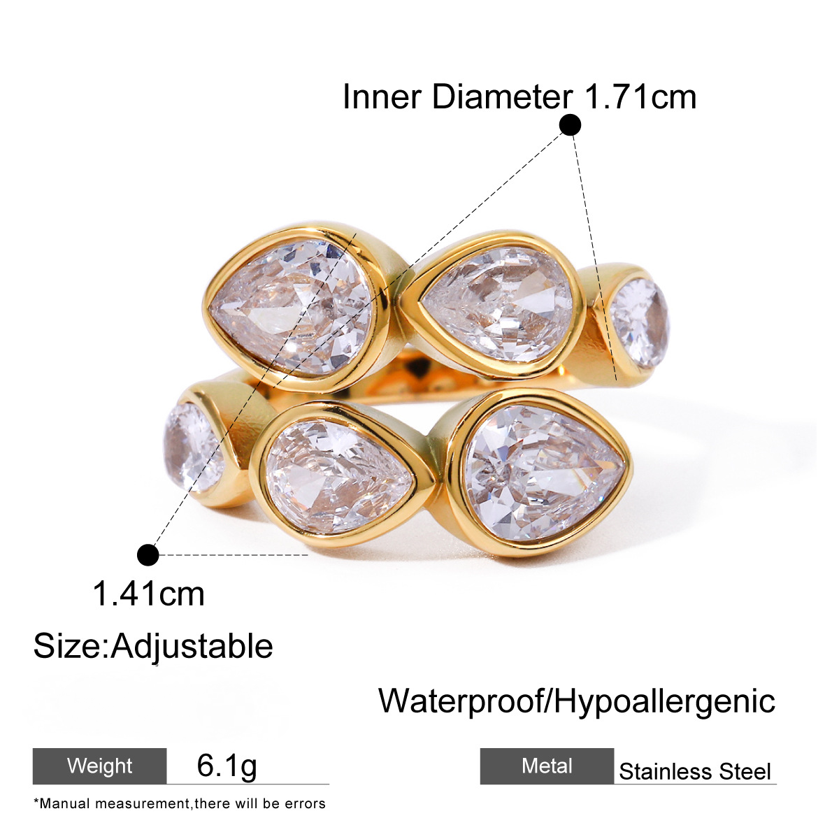 Stainless Steel Cubic Zirconia Ring Combination