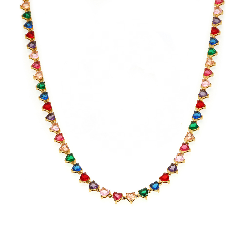 Stainless Steel Heart Cubic Zirconia Necklace