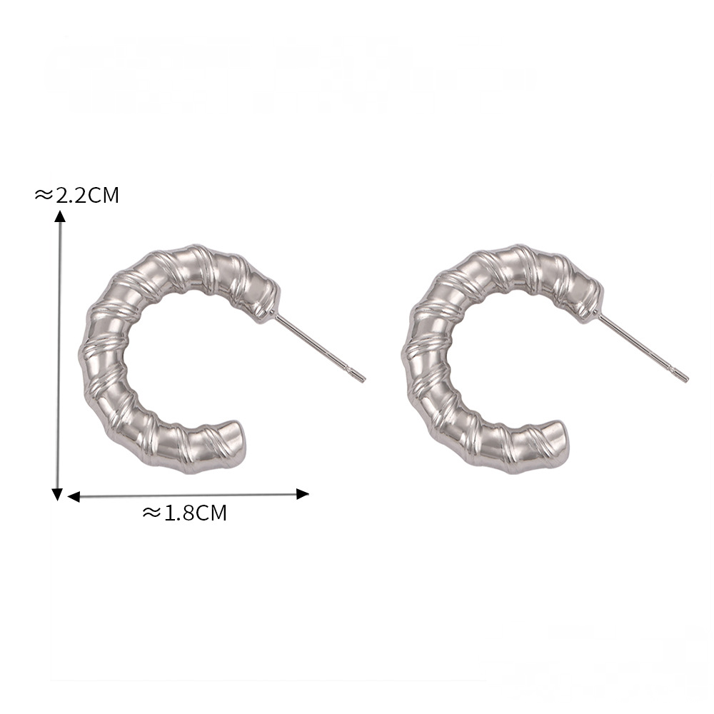 18K Gold PVD Spiral Textured Stainless Steel Hoop Earrings