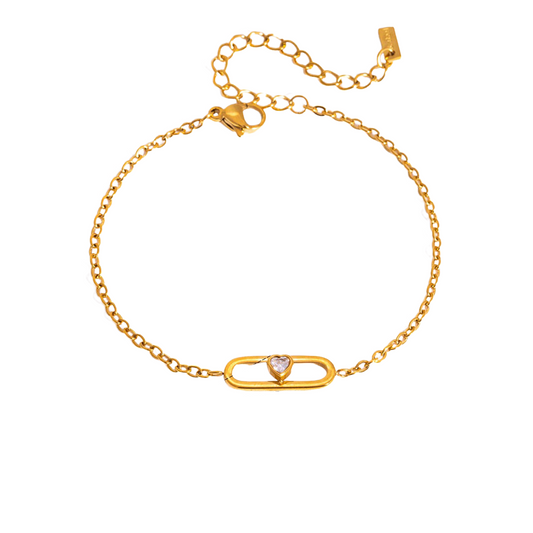 Stainless Steel Geometric Cubic Zirconia Double-layer Bracelet