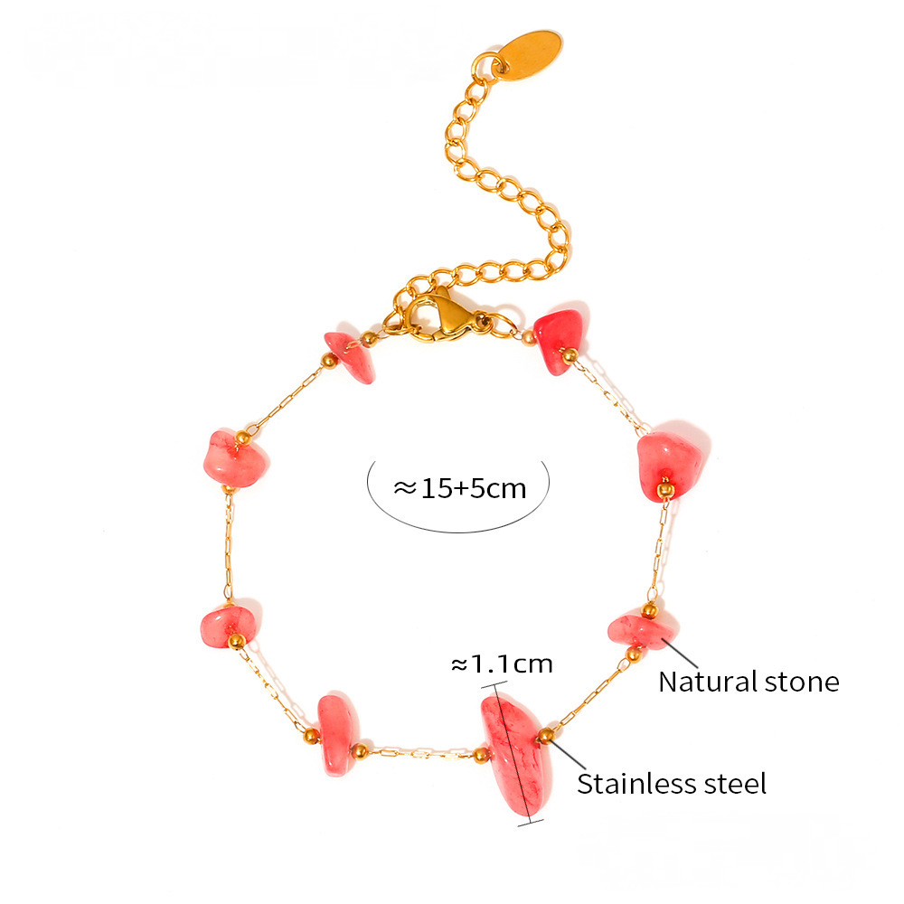 Red Natural Stone Beaded Necklace Bracelet Jewelry Suit