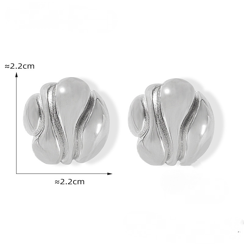 Stainless Steel Simple Lines Texture Stud Earrings