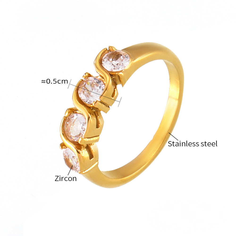 Stainless Steel Single Row Cubic Zirconia Ring