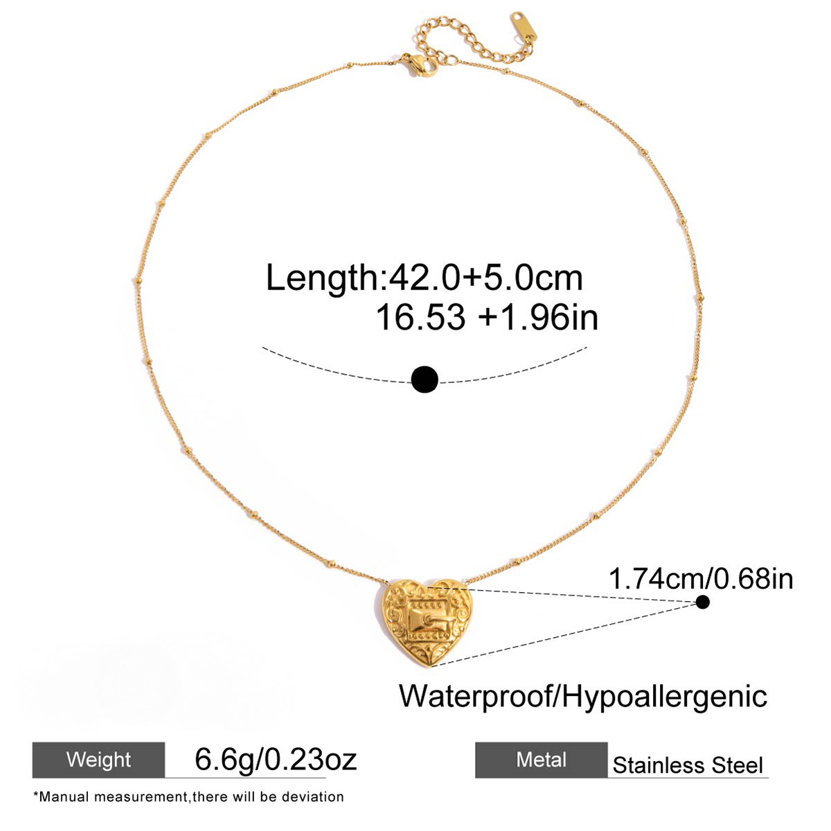 Stainless Steel Pearl Heart Pendant Necklace Collection