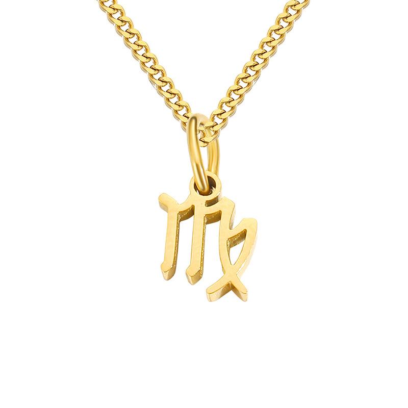 Stainless Steel Curb Chain Zodiac Necklace