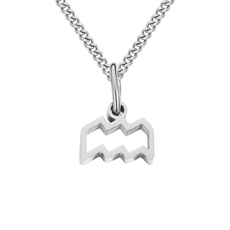 Stainless Steel Curb Chain Zodiac Necklace