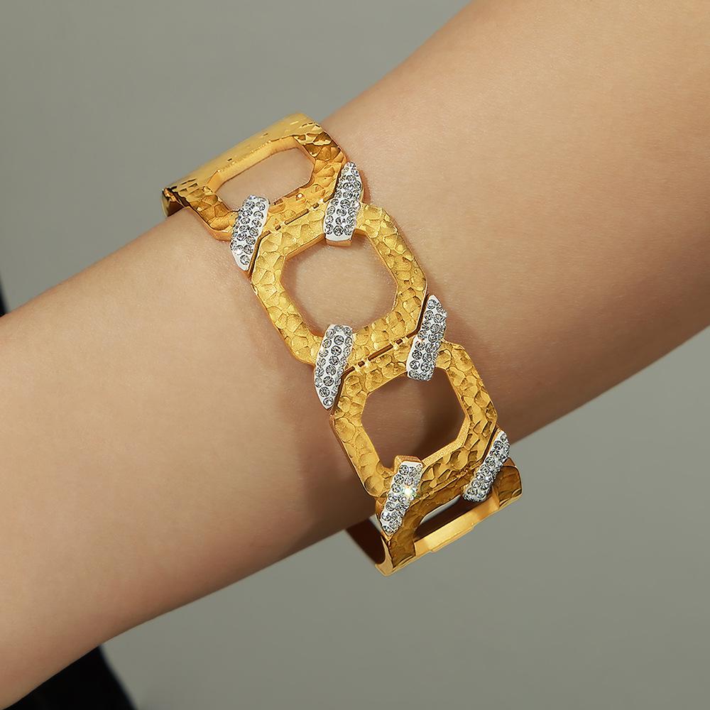 Chunky Geometric Zircon Bangle