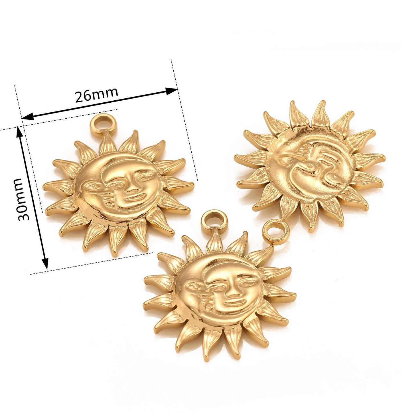 Stainless Steel 3D Face Sun Pendant