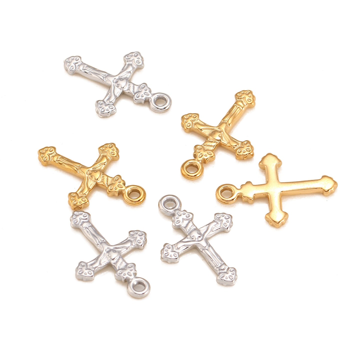 Pendentif croix en acier inoxydable avec tête de mort