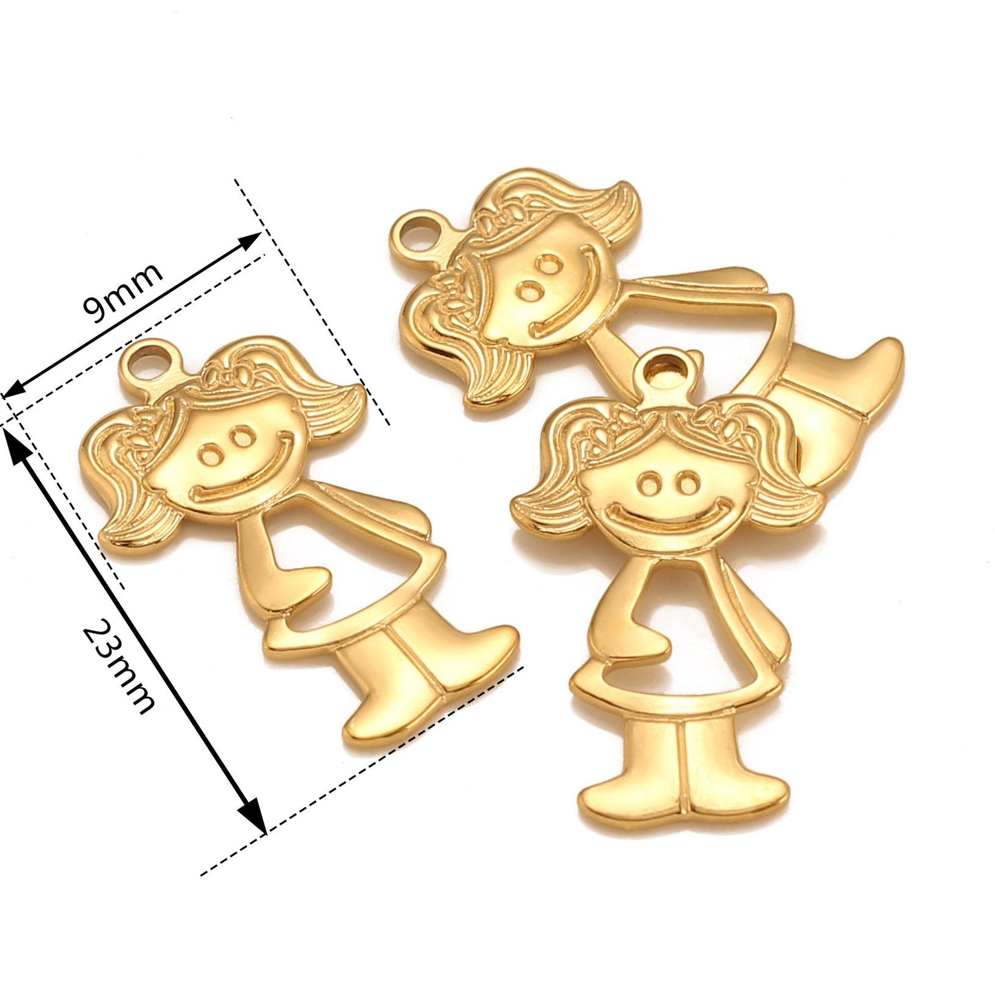 Pendentif en acier inoxydable en forme de garçon et de fille