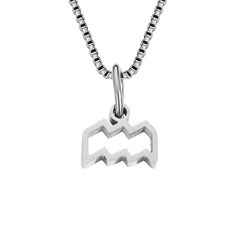 Collier avec chaîne en forme de boîte et signe du zodiaque pour homme et femme