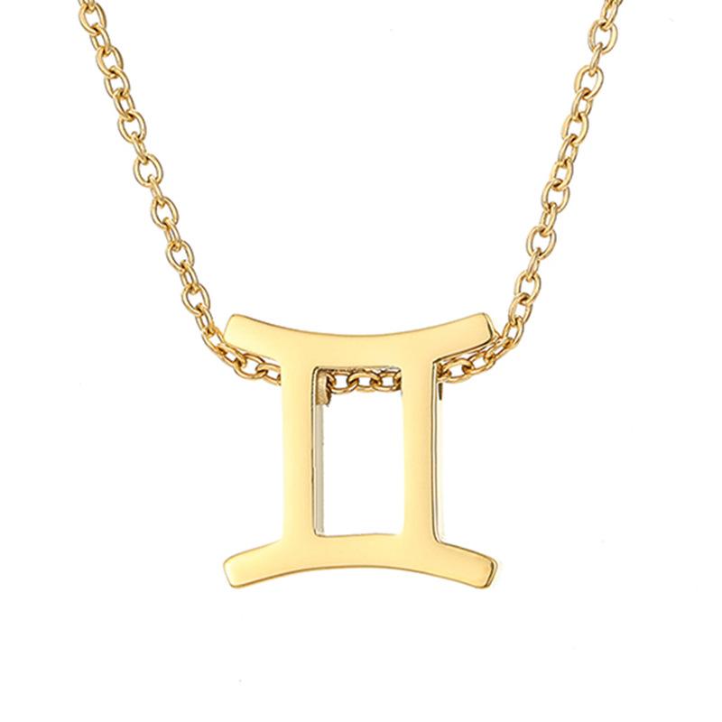 Collier zodiaque en acier inoxydable PVD or 18 carats