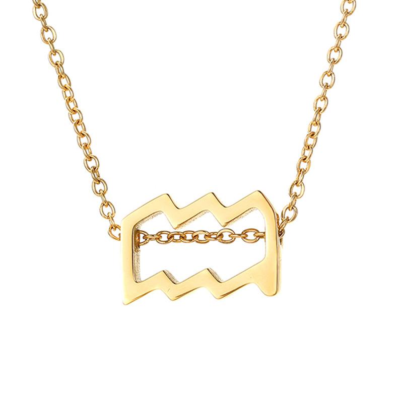 Collier zodiaque en acier inoxydable PVD or 18 carats