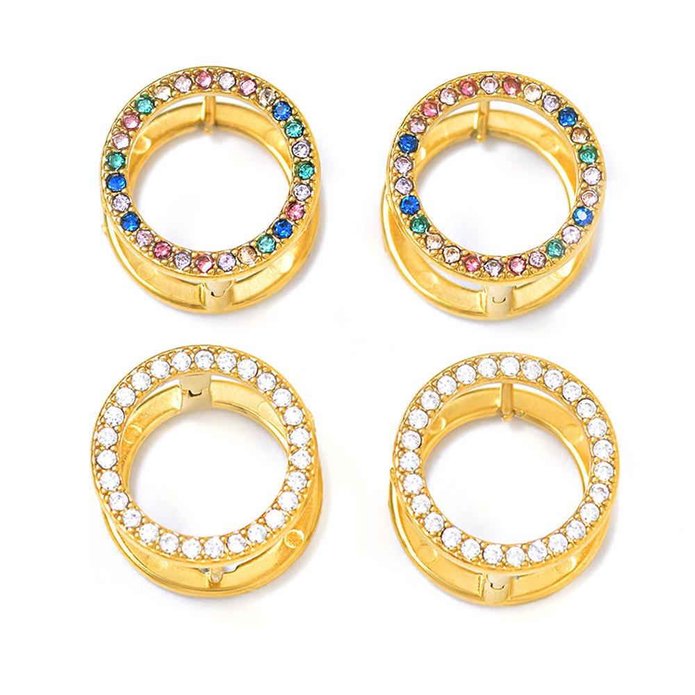 Boucles d'oreilles en acier inoxydable avec zircone cubique double face