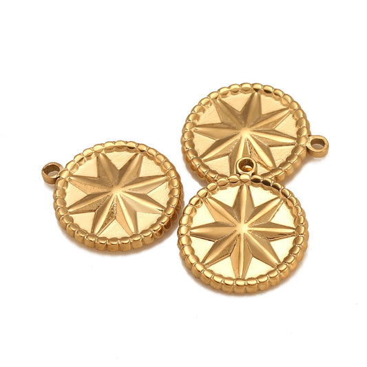 Stainless Steel Lucky Compass Eight-Pointed Star Pendant
