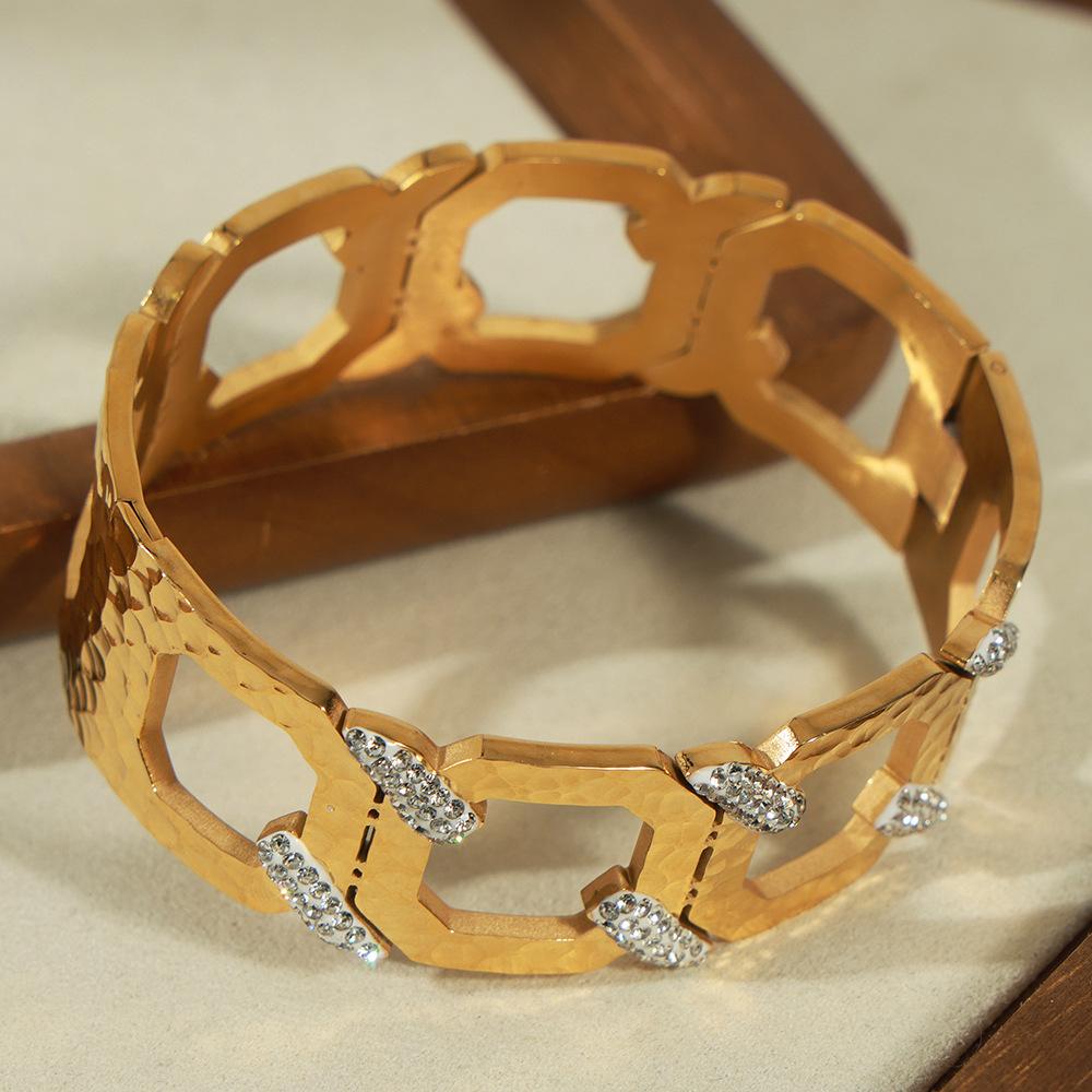 Chunky Geometric Zircon Bangle