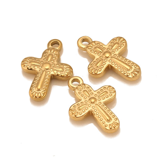 Stainless Steel Embossed Cross Pendant