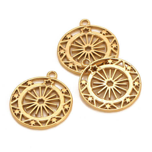 Stainless Steel Hollow Ferris Wheel Star Pendant