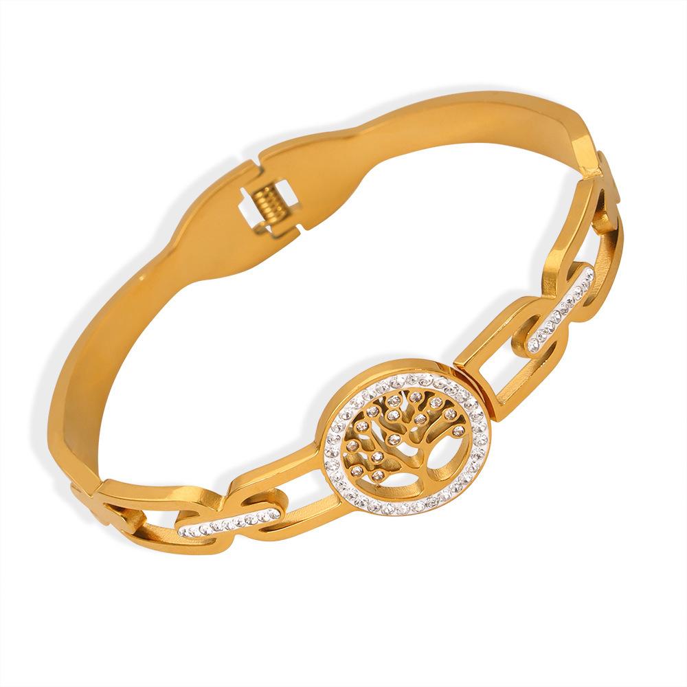 Bracelet en acier inoxydable avec motif creux en zircon cubique