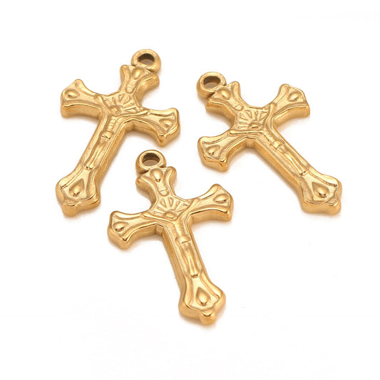Pendentif croix rétro en acier inoxydable