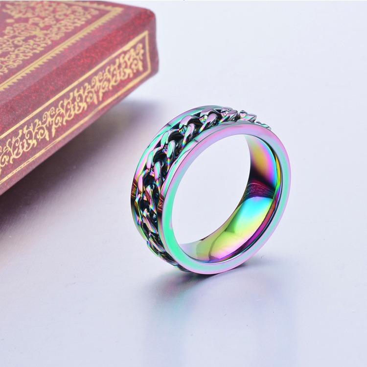 Stainless Steel Color Chain Spinner Ring