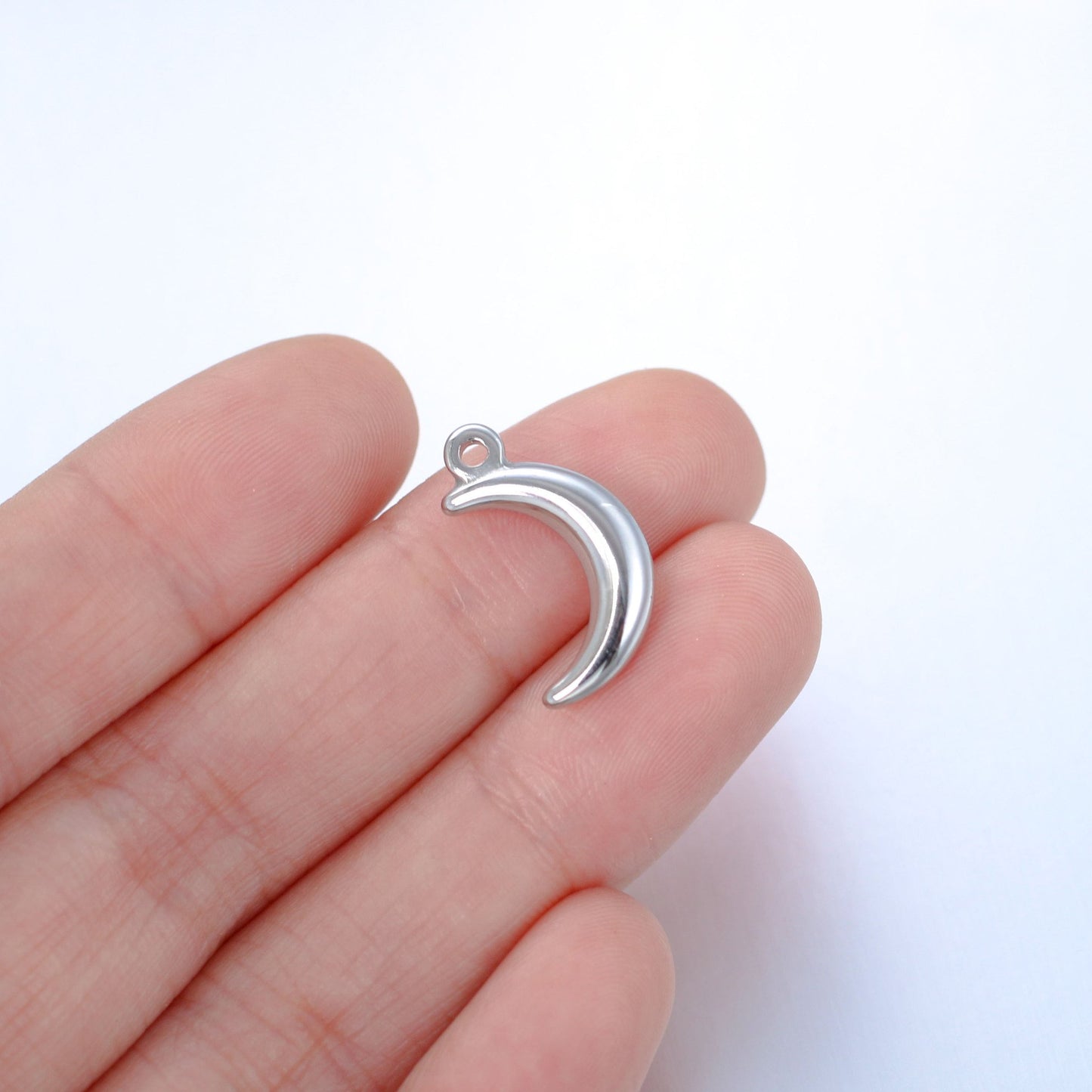 Stainless Steel 3D Solid Moon Pendant