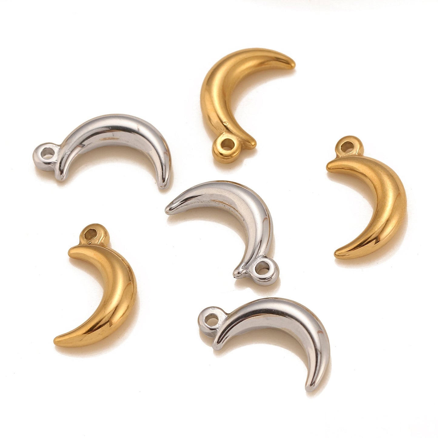 Stainless Steel 3D Solid Moon Pendant