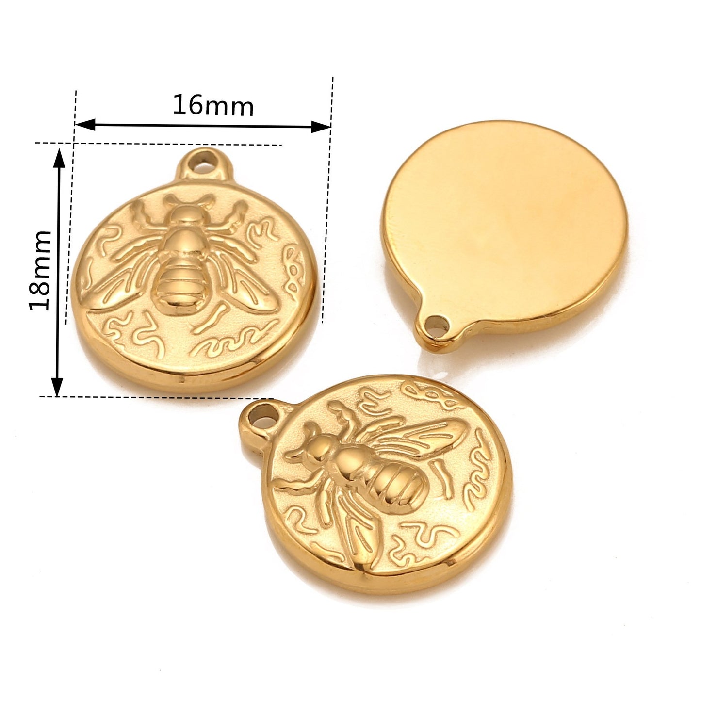 Stainless Steel Bee Pattern Round Pendant