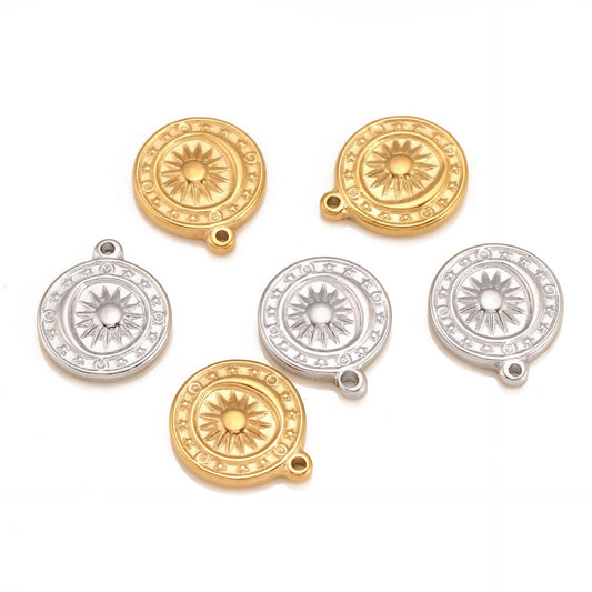 Stainless Steel Sun Round Pendant