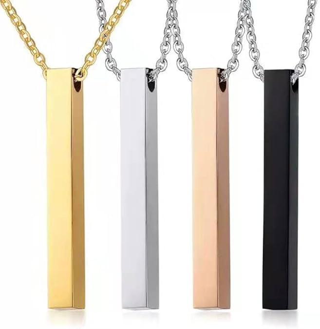 Stainless Steel 50x6mm Long Bar Blank Necklace