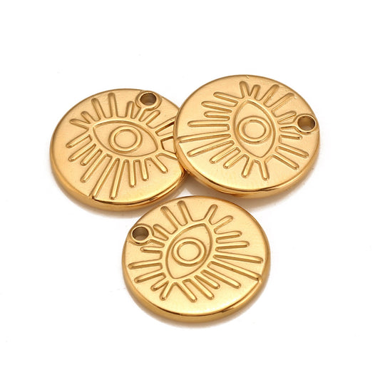 Pendentif œil rond en acier inoxydable