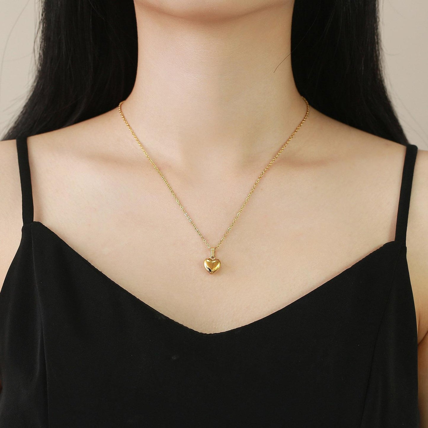 Stainless Steel Heart Cable Chain Necklace