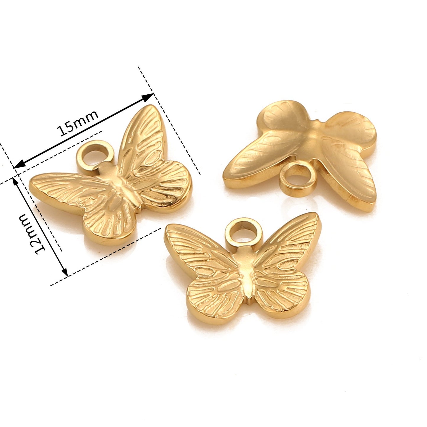 Pendentif papillon 3D en acier inoxydable
