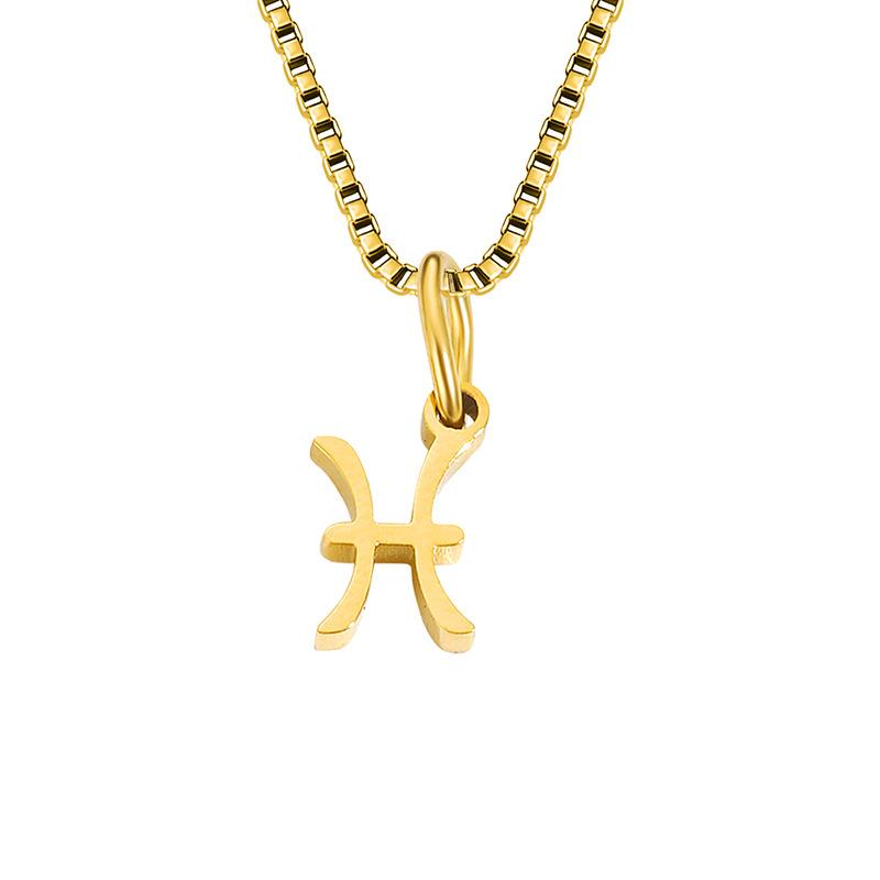 Collier avec chaîne en forme de boîte et signe du zodiaque pour homme et femme