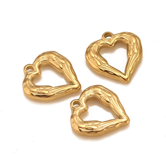 Stainless Steel Heart-Shaped Wing Pendant