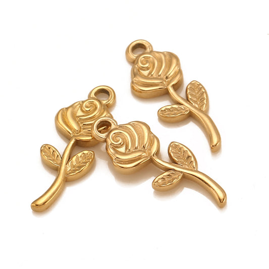 Pendentif en acier inoxydable avec rose